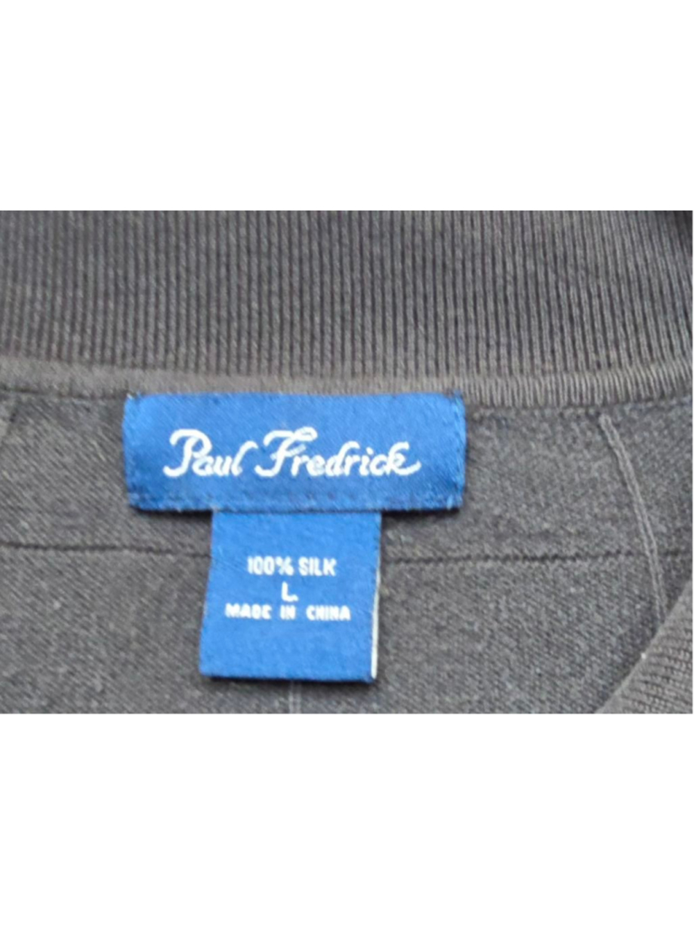 Paul Fredrick 100% Silk Gray Knit Sweater Polo Men’s Large - Picture 3 of 6